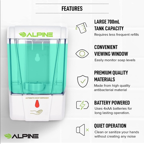 NEW! Touch Free Automatic Soap Dispenser Hand Sanitizer Wall Mounted White - Picture 10 of 15